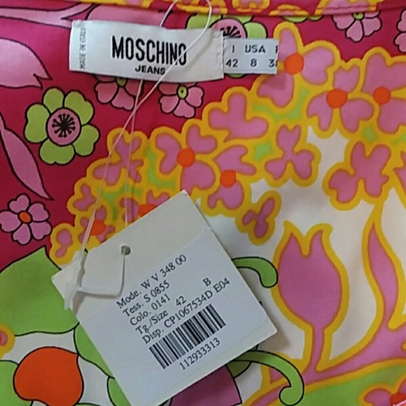 Moschino Jeans Donna floral retro look scoop neck shift dress size 8 - Picture 7 of 8